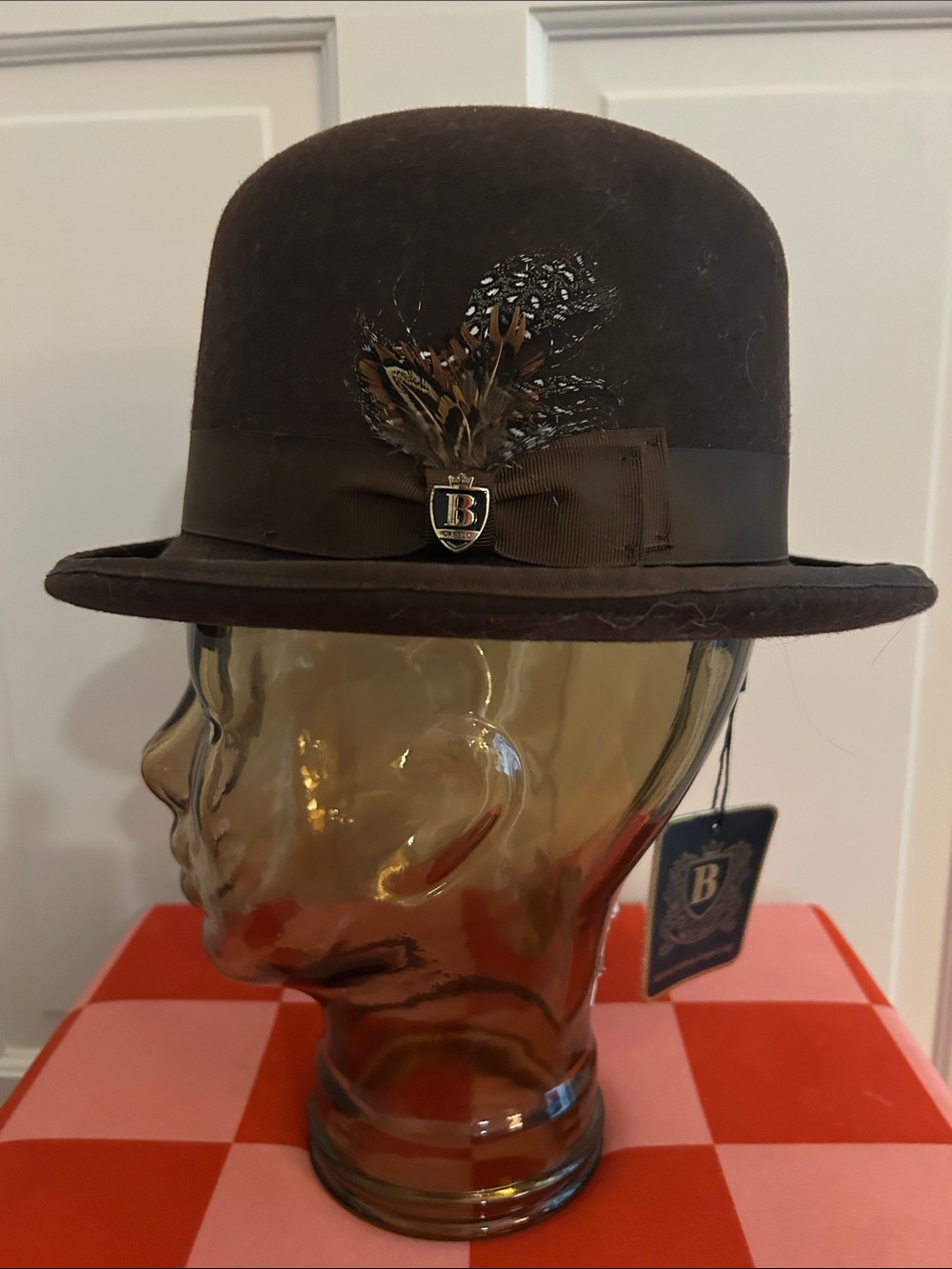 Classic Black Bowler Hat with Ribbon Trim - Picture 2 of 5